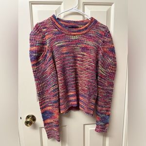 En Saison
Puff Sleeve Space Dye Crew Neck Sweater
Fuchsia Multi